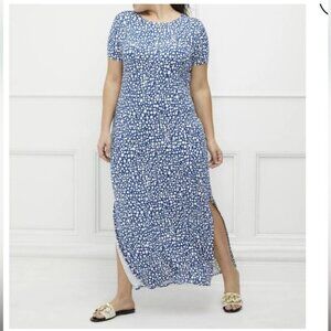 ELOQUII Elements Blue and White Printed Rayon Women's Maxi Dress Size 18/20